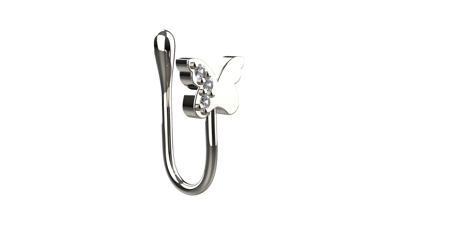 Butterfly nose cuff in 925 silver for women – no piercing nose pin that brings an airy, delicate vibe to your look