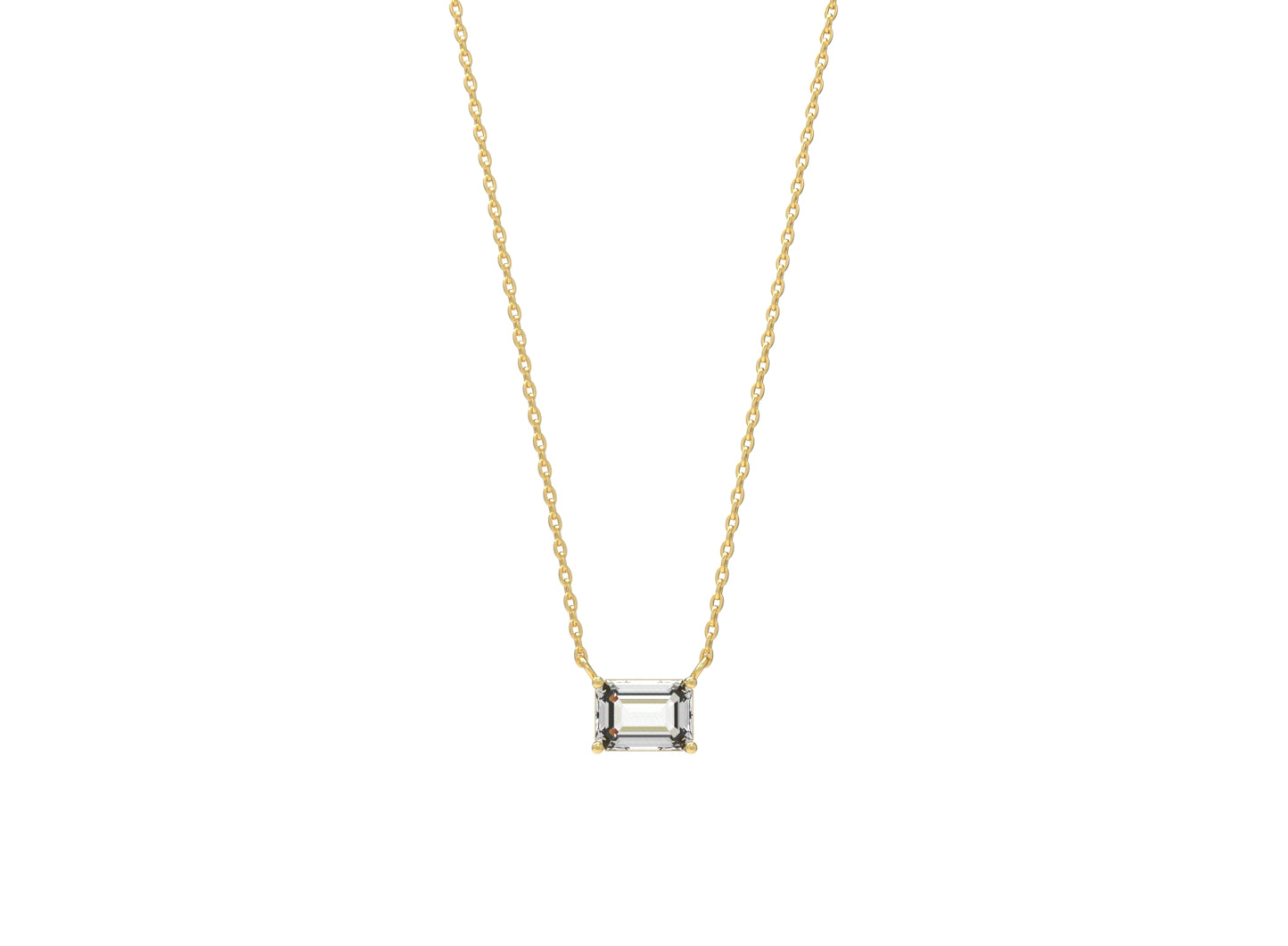 Minimal necklace for women in 925 silver with 18K gold plating and a single stone solitaire design