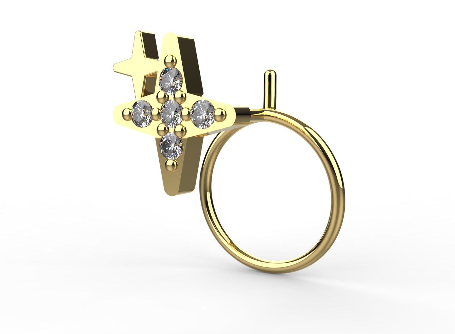 18K gold plated star shape nose pin for women – perfect for adding a touch of sparkle to your style