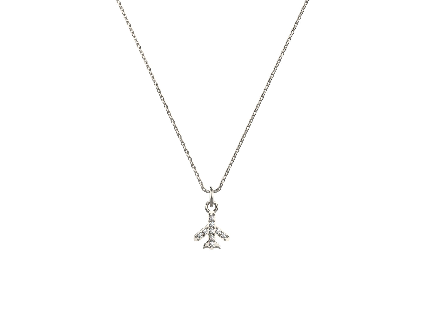 Minimal airplane charm pendant for women in pure 925 silver with an adjustable 16+2 inch chain