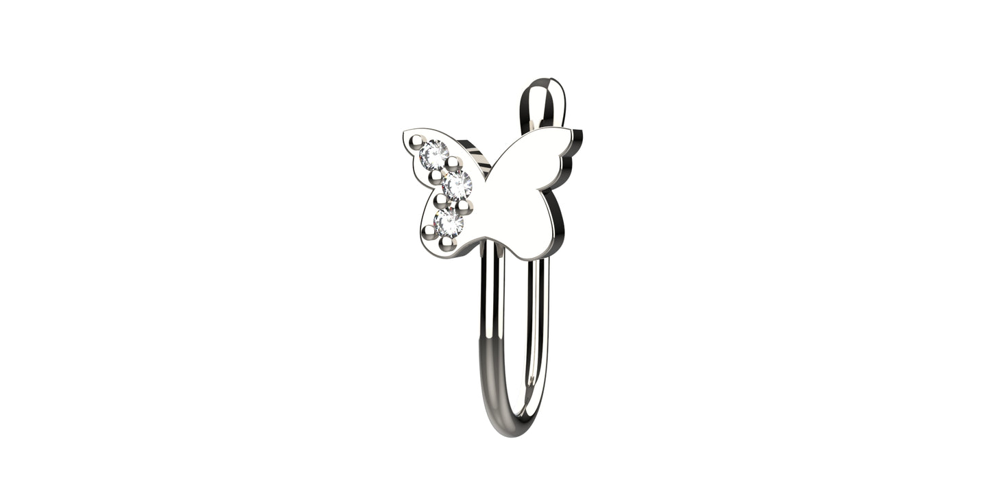 Delicate butterfly nose cuff crafted in 925 silver for women – no piercing needed nose pin with whimsical elegance