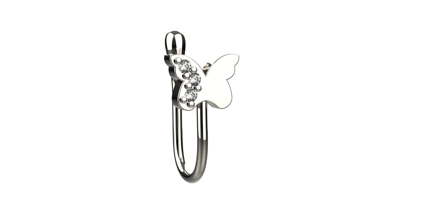 Butterfly nose cuff in 925 silver for women – no piercing nose pin that brings an airy, delicate vibe to your look