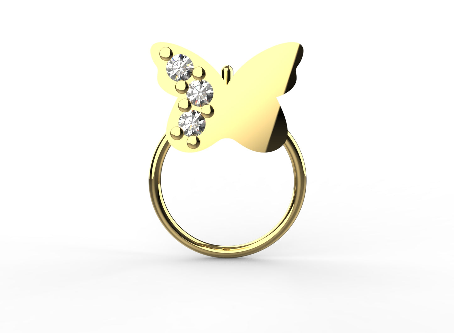 Elegant butterfly shape nose pin for women in 18K gold plating – a whimsical touch to your style