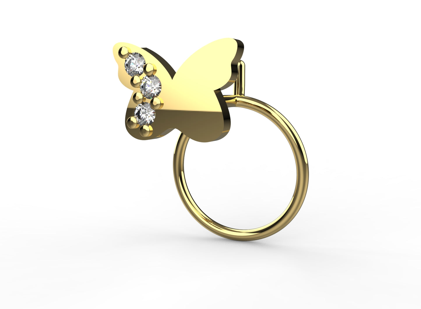 Charming butterfly shaped nose pin for women with 18K gold plating, a perfect blend of elegance and whimsy