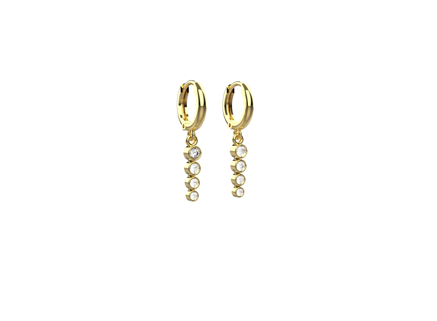 Everyday wear hoop earrings in 925 silver for women – 18k gold plated and embellished with AAA stone