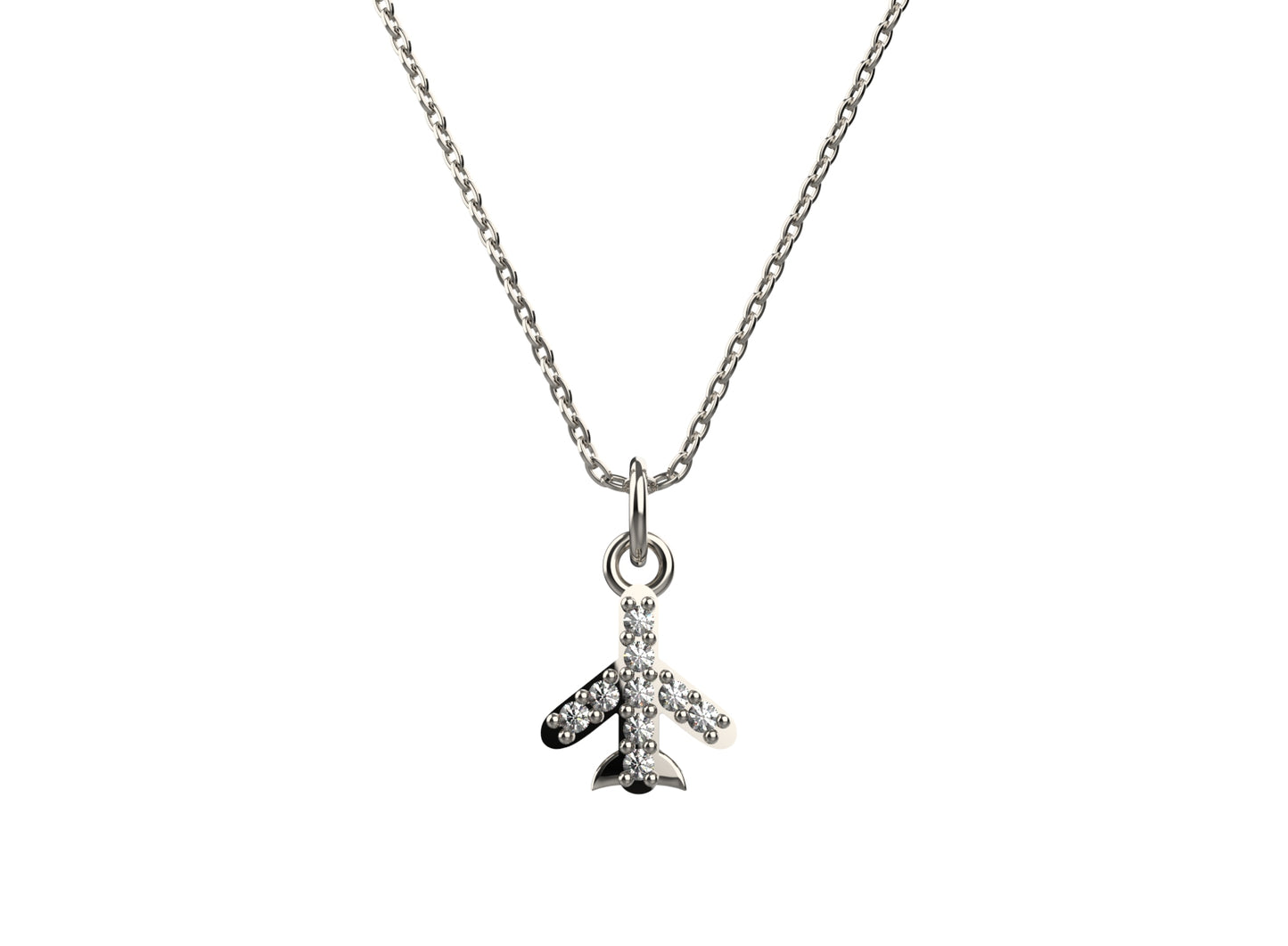 Everyday minimal pendant necklace for women featuring a sleek airplane design in 925 silver