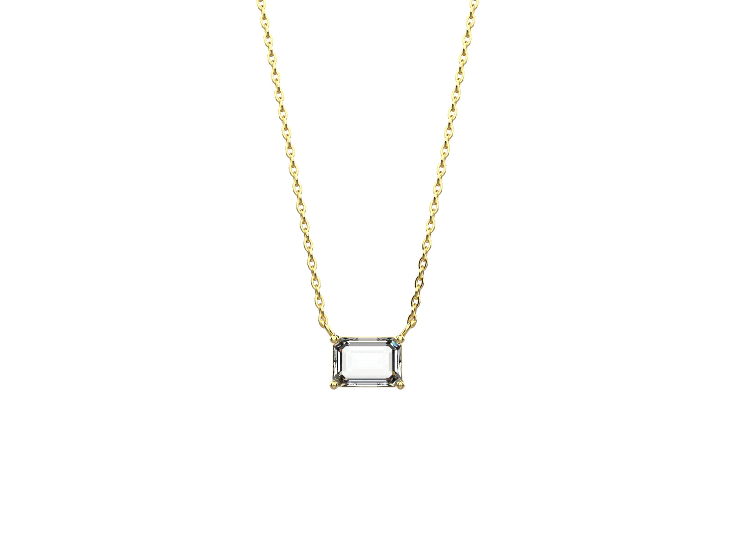 Everyday wear necklace for women with a single stone solitaire in 18K gold plated 925 sterling silver