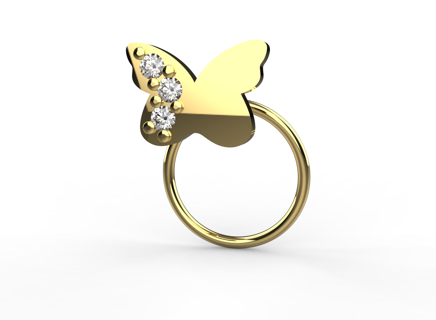 18K gold plated butterfly shaped nose pin for women, adding charm and elegance to your beauty