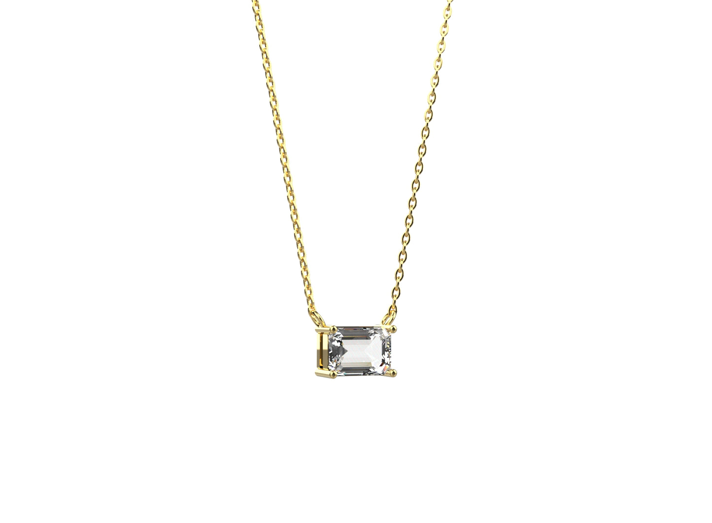 Gold plated solitaire necklace with a single sparkling stone in 925 silver for women’s minimal jewellery