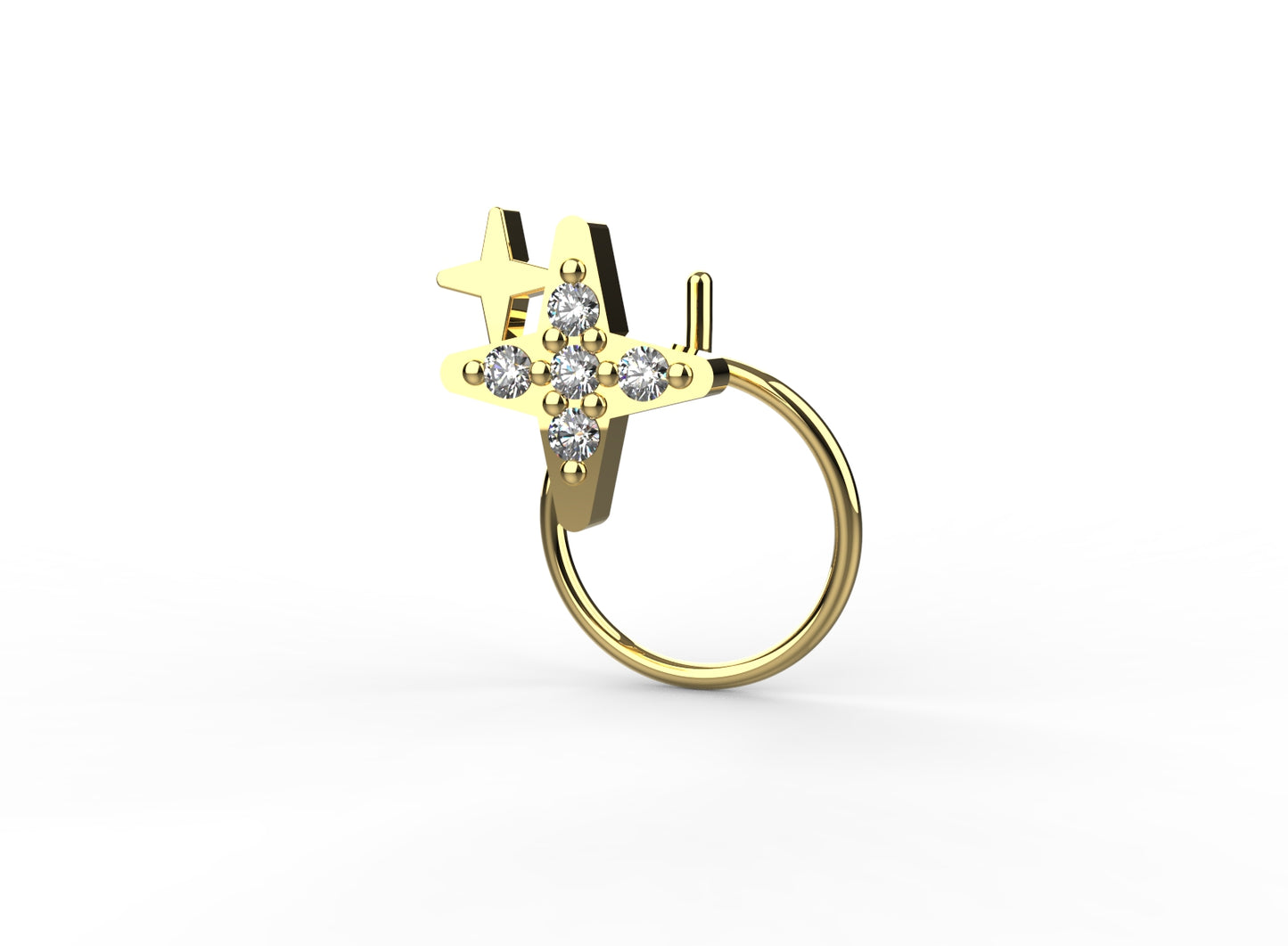 Stylish star shaped nose pin for women, crafted in 18K gold plating for a shimmering effect