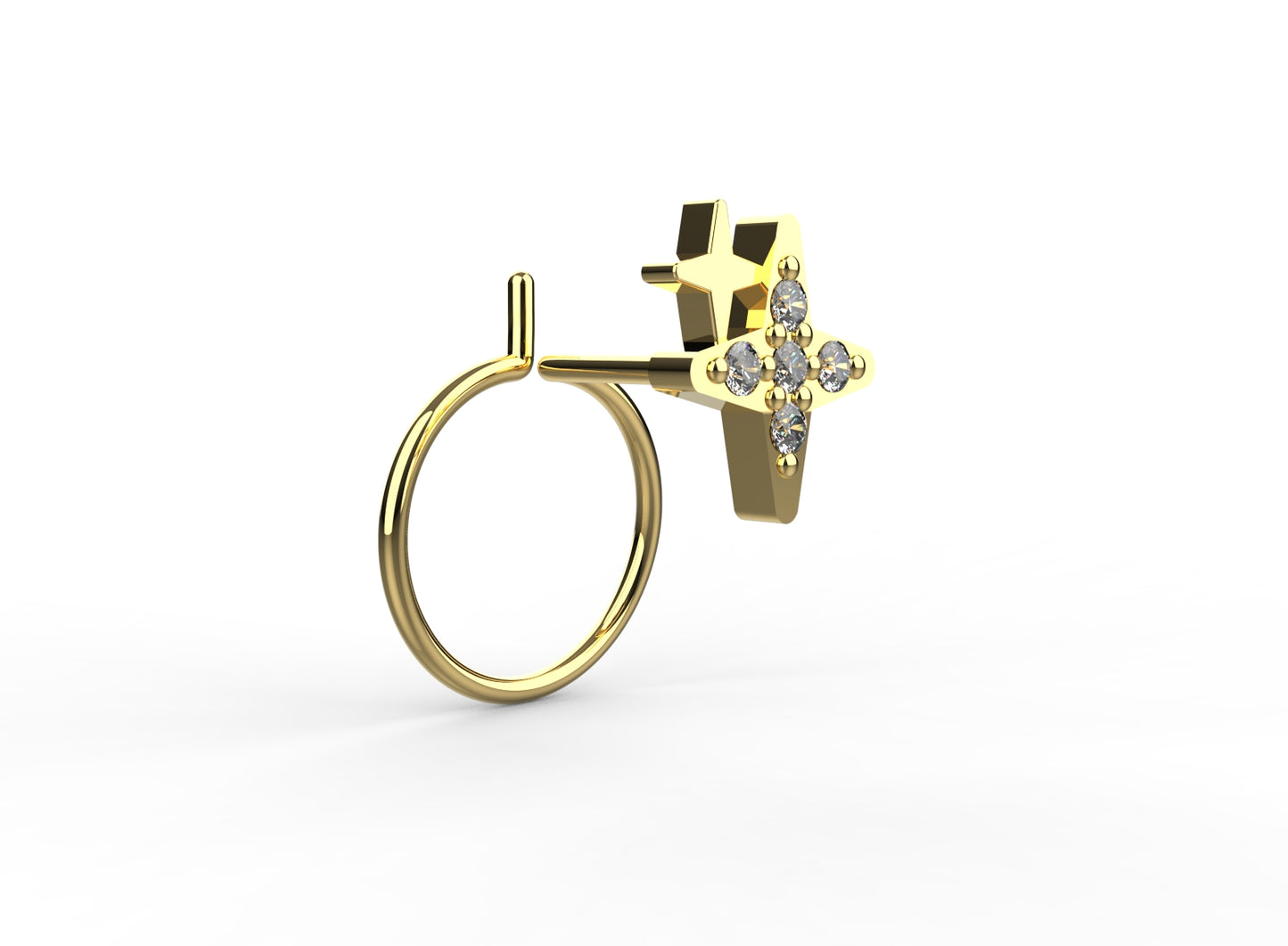 Minimalist star shape nose pin for women in 18K gold plating, combining simplicity with elegance