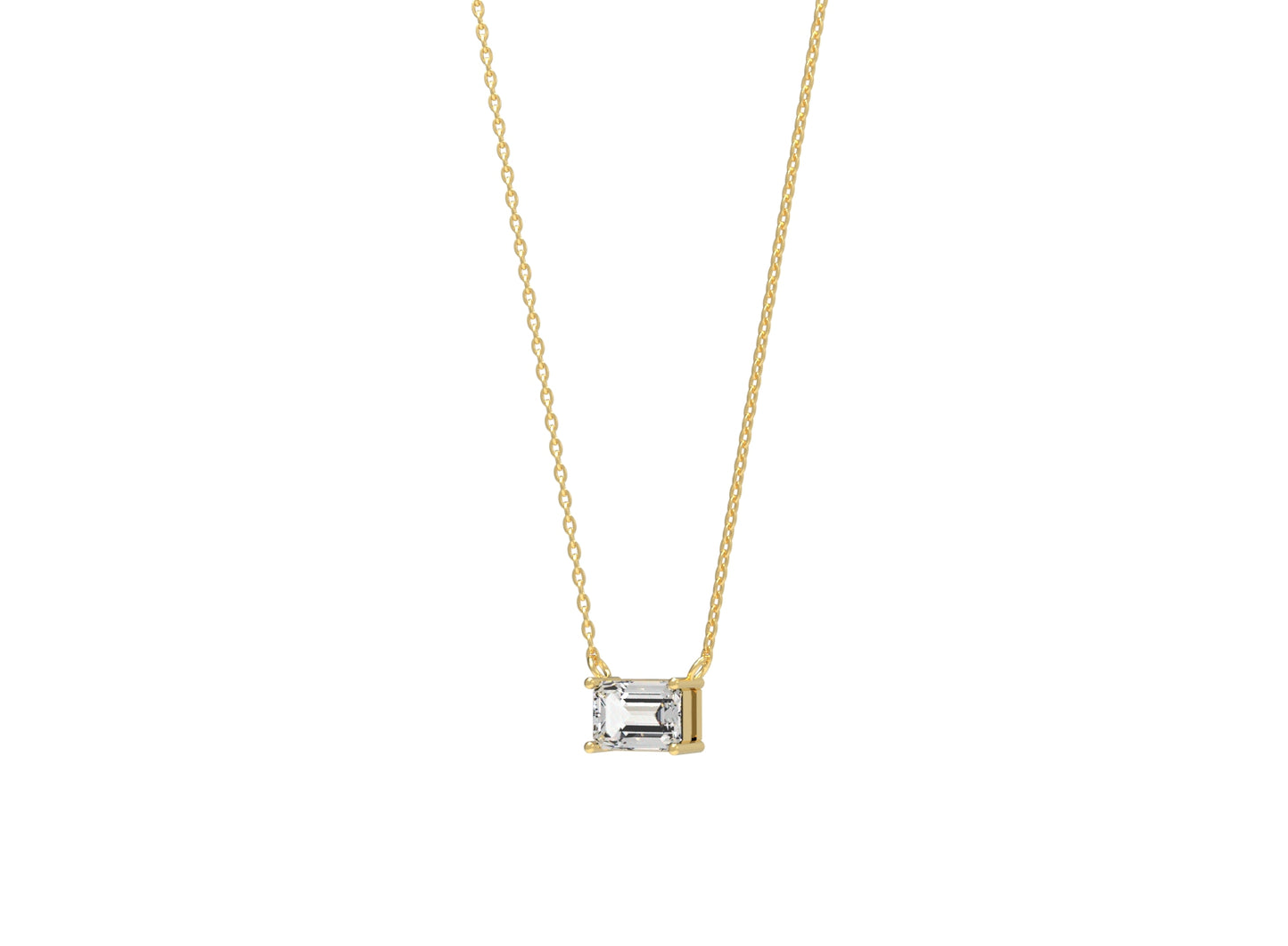Simple and minimal 925 sterling silver necklace with single stone solitaire pendant in 18K gold plating for women