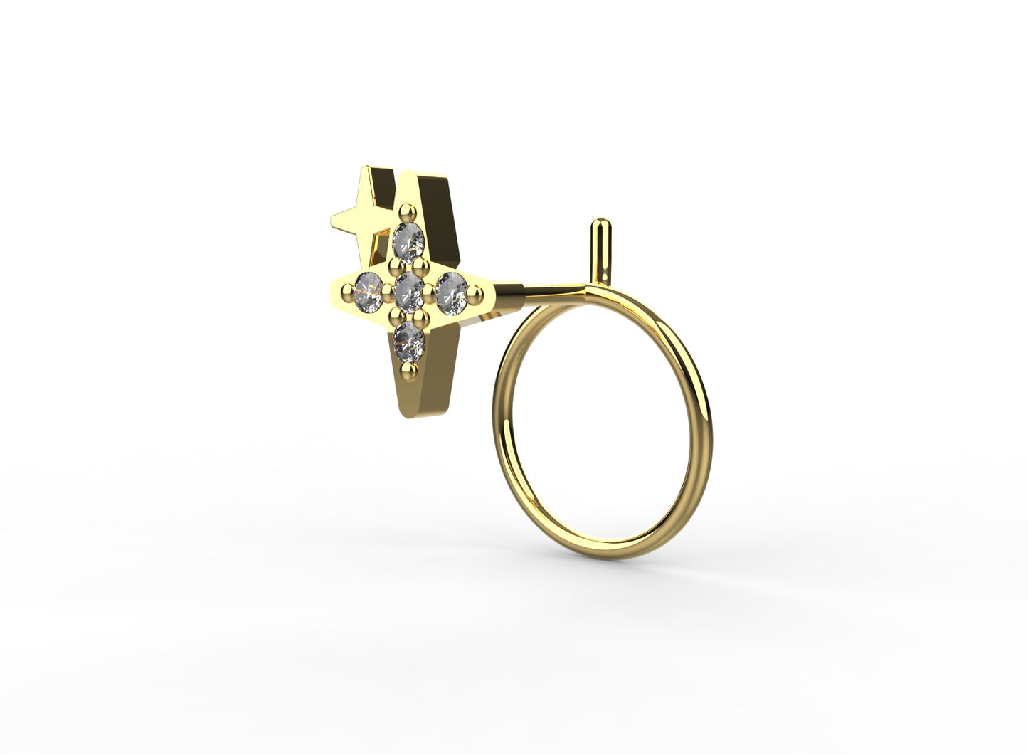 Dazzling star shape nose pin for women, made in 18K gold plating for a bright, beautiful shine