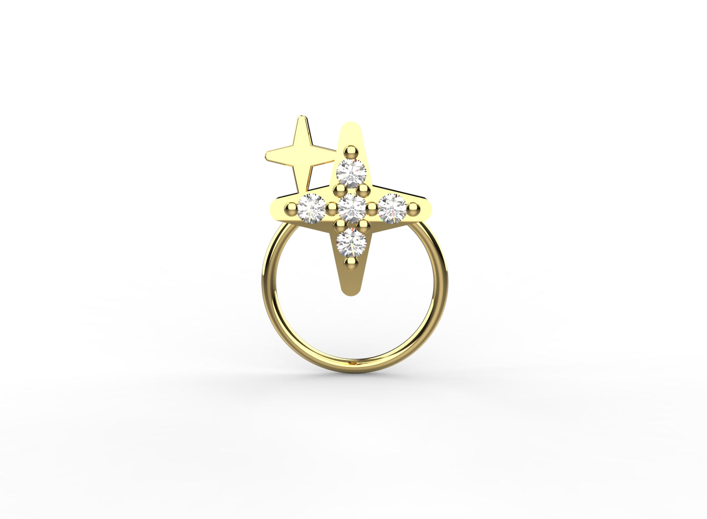 Elegant star shape nose pin for women in 18K gold plating – a celestial touch to your look