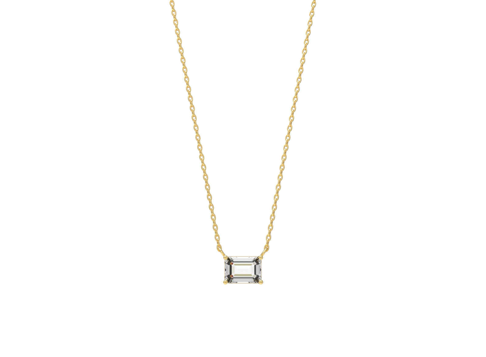 Minimal necklace for women in 925 silver with 18K gold plating and a single stone solitaire design
