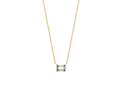 Minimal necklace for women in 925 silver with 18K gold plating and a single stone solitaire design