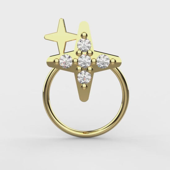 18K gold plated star shape nose pin for women – perfect for adding a touch of sparkle to your style