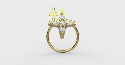 18K gold plated star shape nose pin for women – perfect for adding a touch of sparkle to your style