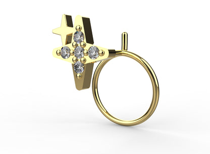 18K gold plated star shape nose pin for women – perfect for adding a touch of sparkle to your style