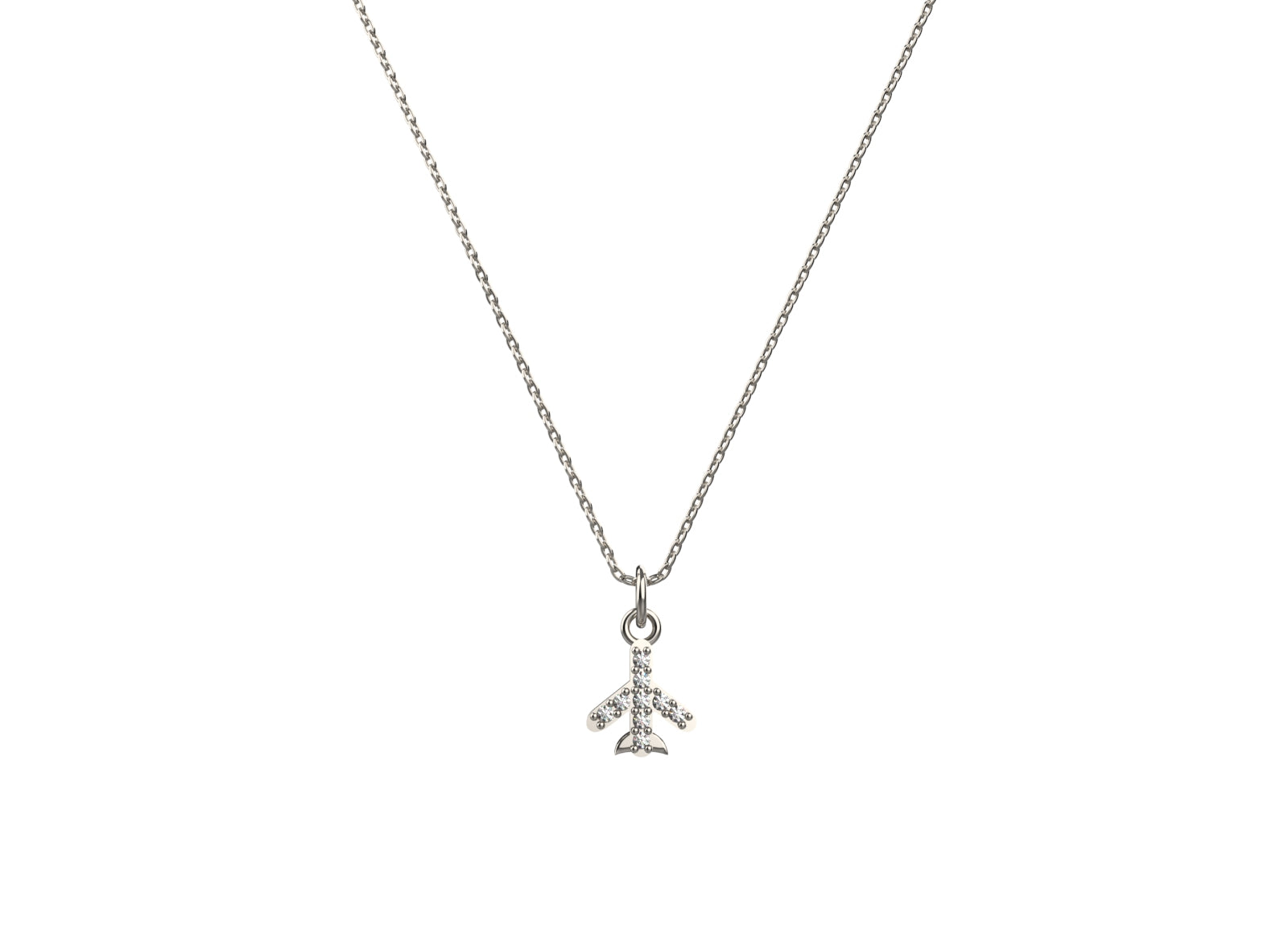 Minimal airplane charm pendant for women in pure 925 silver with an adjustable 16+2 inch chain
