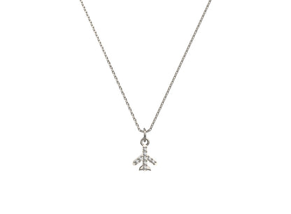 Minimal airplane charm pendant for women in pure 925 silver with an adjustable 16+2 inch chain