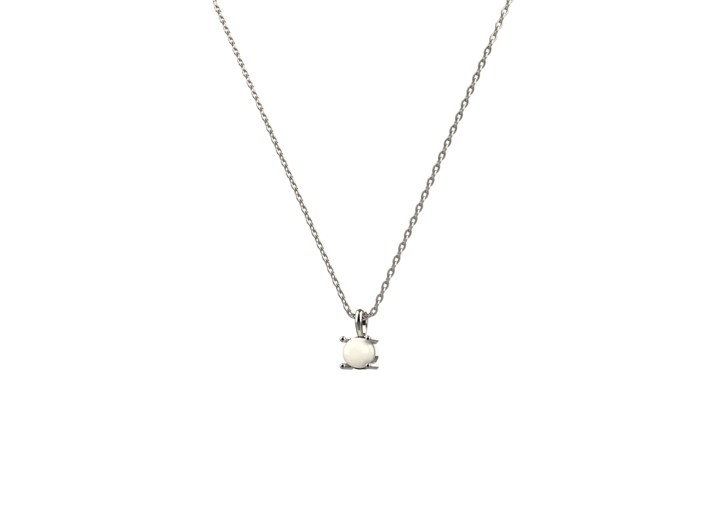 Subtle and minimal pearl pendant necklace for women in 925 sterling silver, designed for daily wear