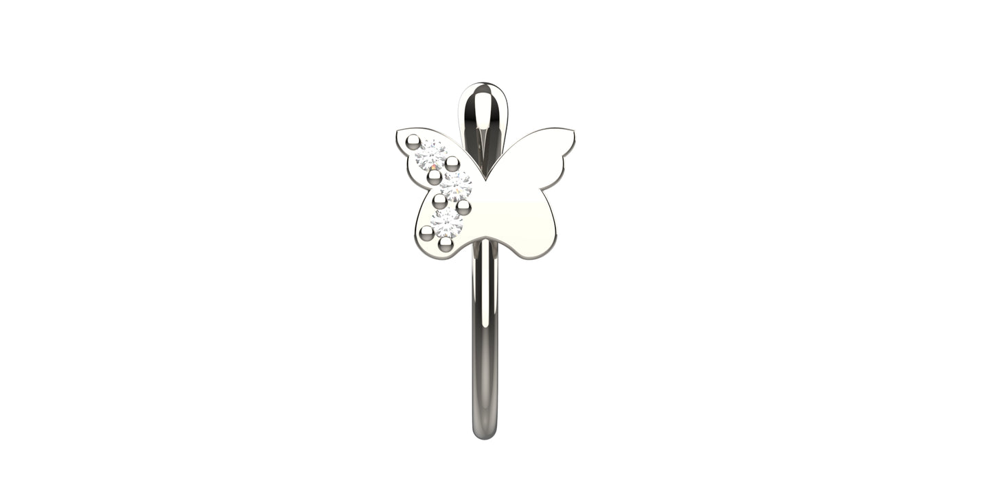 925 silver butterfly shape nose cuff for women – no piercing nose pin designed to add a playful charm