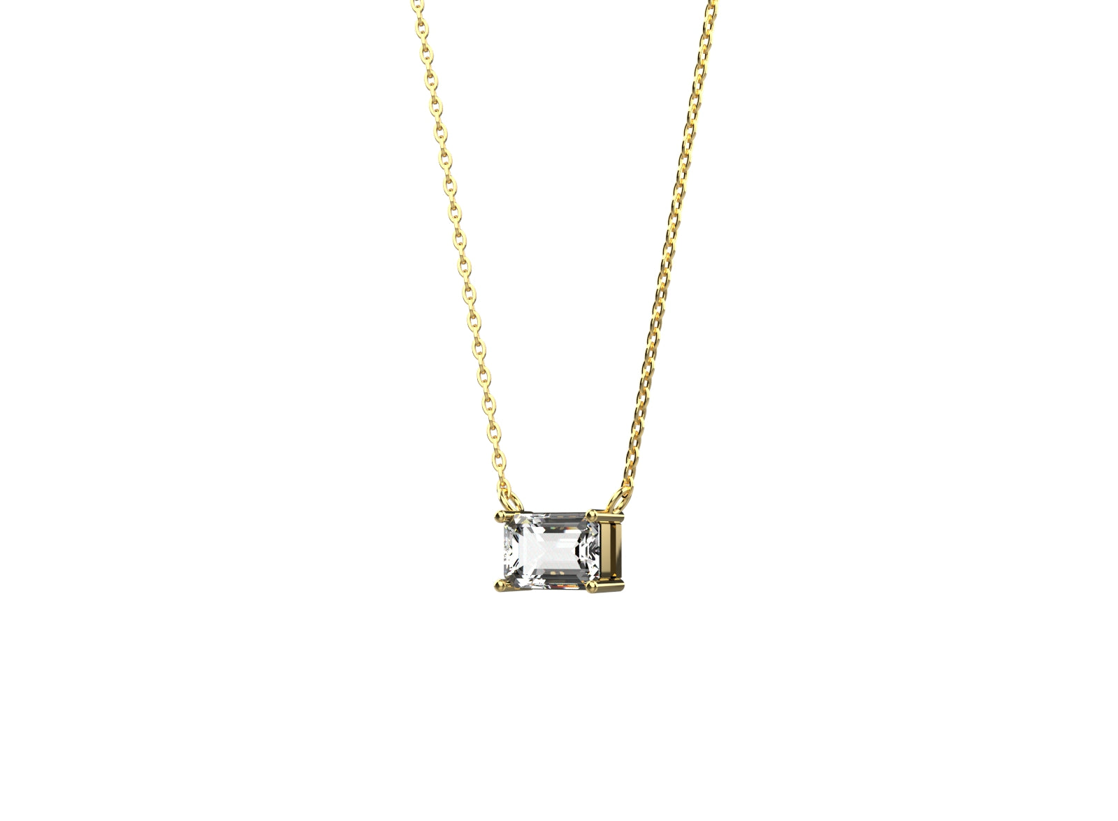 Delicate pendant necklace in 925 silver with single stone solitaire and 18K gold plating for women