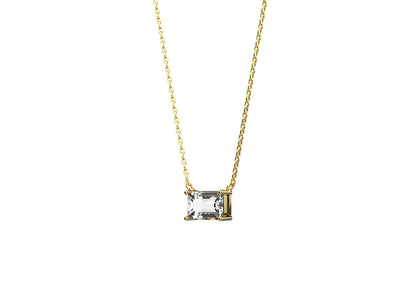 Delicate pendant necklace in 925 silver with single stone solitaire and 18K gold plating for women