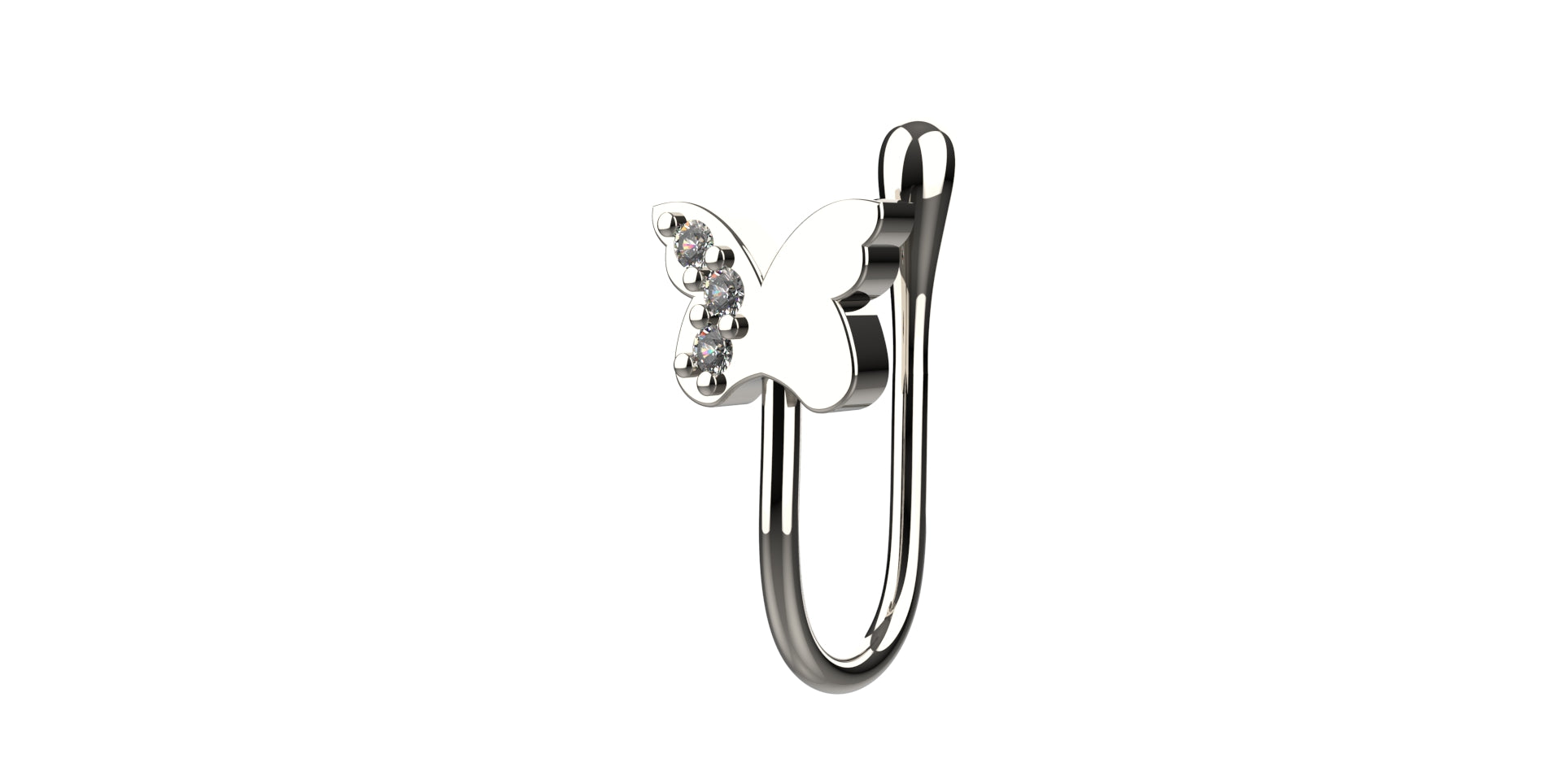 Everyday wear butterfly design nose cuff in 925 silver for women – no piercing nose pin for a graceful style