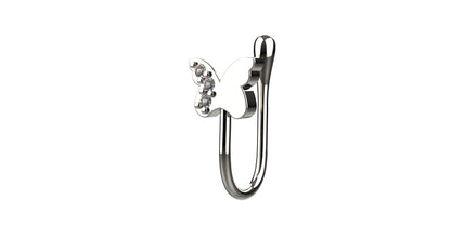 Everyday wear butterfly design nose cuff in 925 silver for women – no piercing nose pin for a graceful style