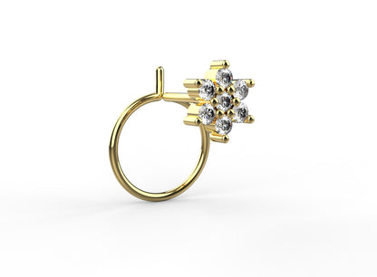 Everyday floral stone nose pin for women crafted in 925 silver and finished in 18K gold