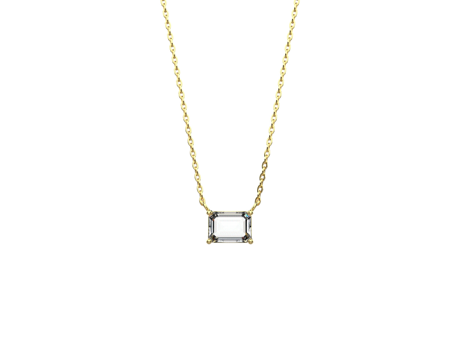 Everyday wear necklace for women with a single stone solitaire in 18K gold plated 925 sterling silver