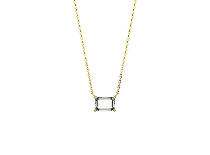 Everyday wear necklace for women with a single stone solitaire in 18K gold plated 925 sterling silver