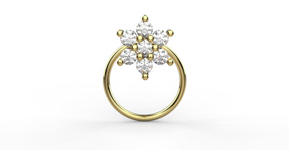 Flower-shaped stone nose pin for women in 925 silver with 18K gold plating – stylish and delicate design
