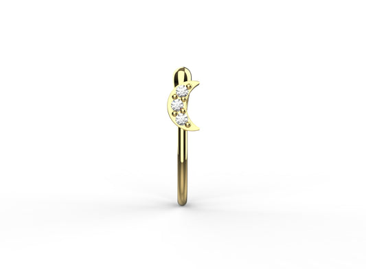 Moon C shape nose cuff for women in 18k gold plating – no piercing nose pin required for a unique and stylish look