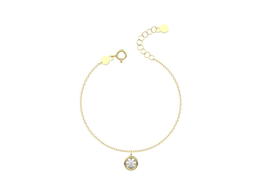  Single stone minimal bracelet in 925 silver with 18k gold plating for women, perfect for everyday elegance