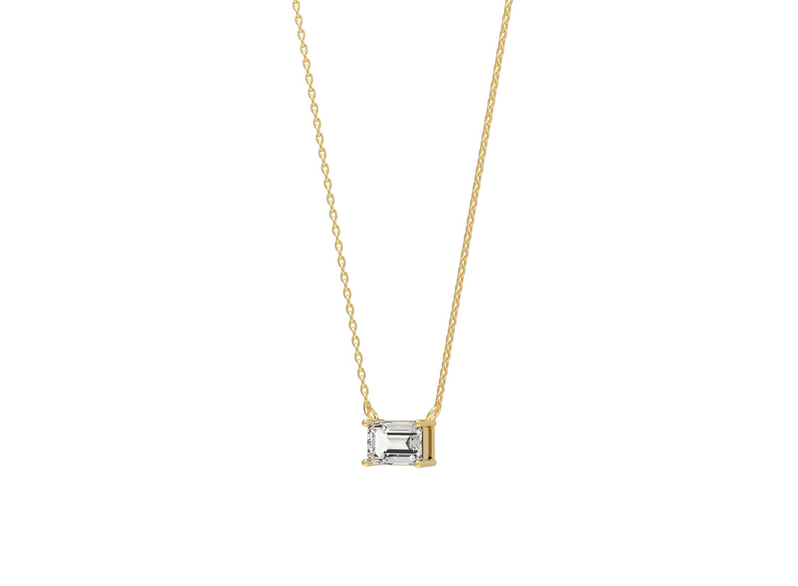Simple and minimal 925 sterling silver necklace with single stone solitaire pendant in 18K gold plating for women