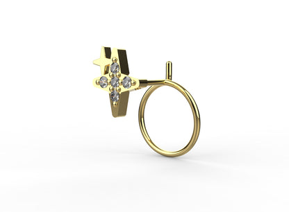 Dazzling star shape nose pin for women, made in 18K gold plating for a bright, beautiful shine