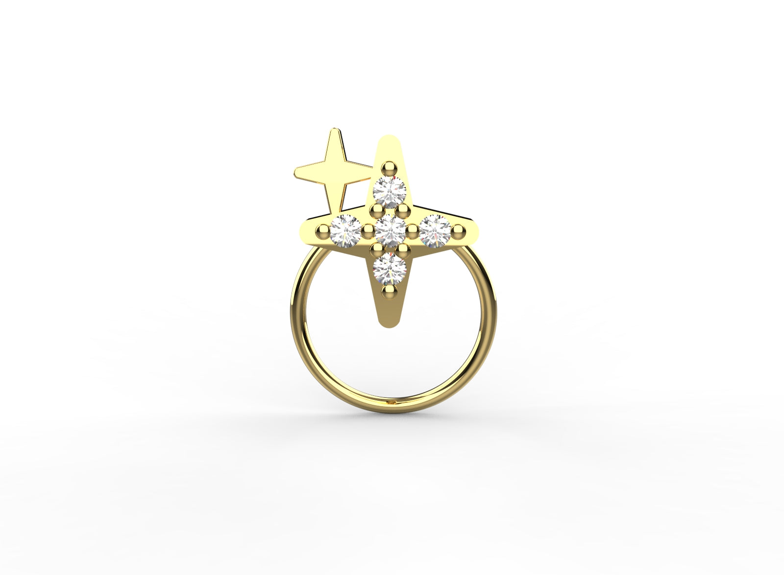 Elegant star shape nose pin for women in 18K gold plating – a celestial touch to your look