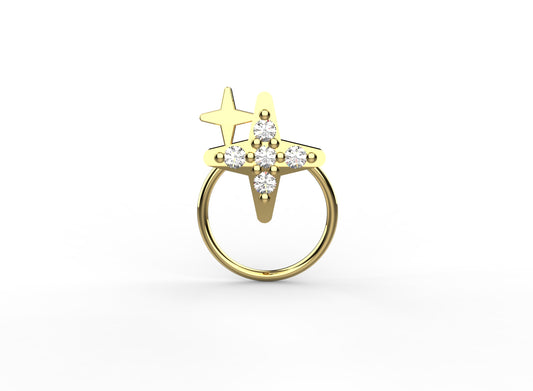 Elegant star shape nose pin for women in 18K gold plating – a celestial touch to your look