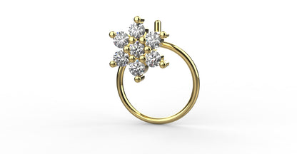 Floral nose pin with stone detailing for women in 18K gold plated 925 silver – perfect for everyday charm
